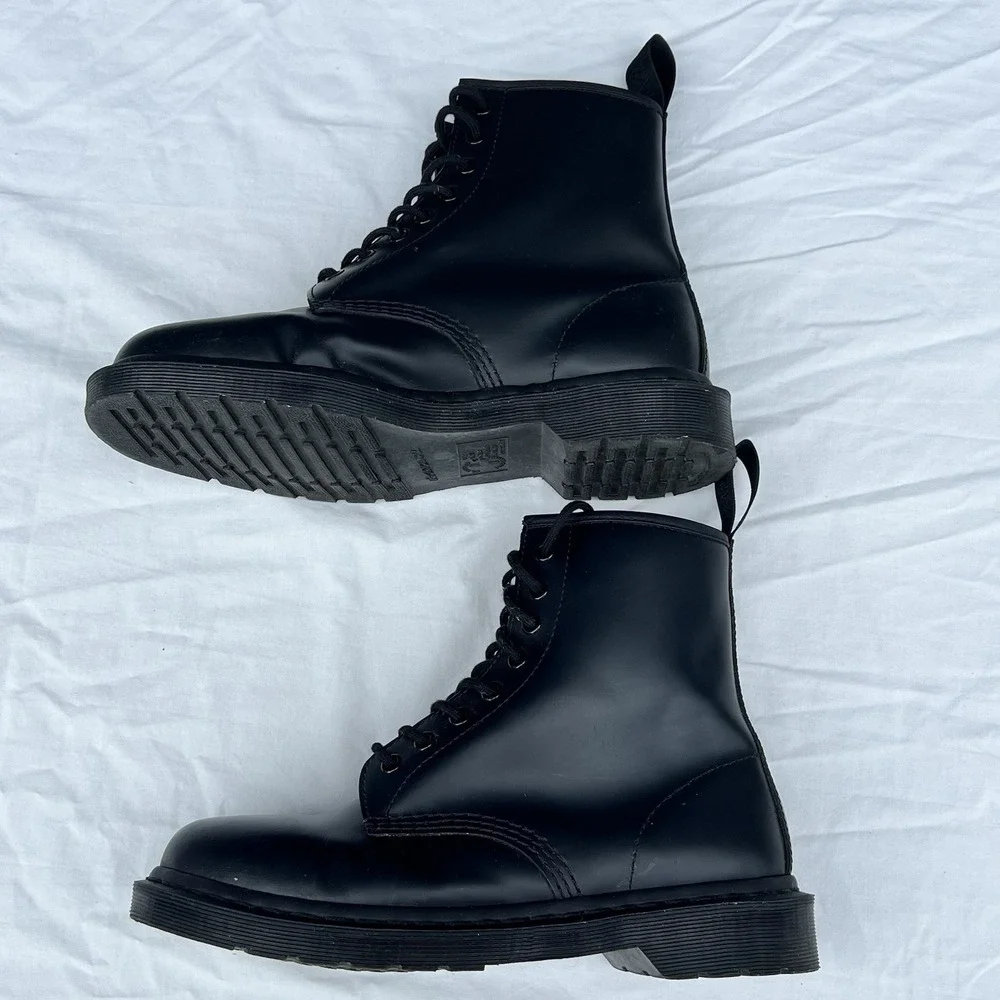 Dr. Martens 1460 Mono Smooth Leather Lace Up Boots Black Men's US 9 EU 42 Moto - Picture 4 of 13